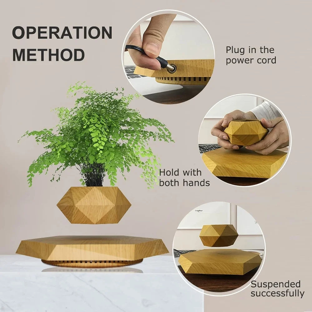 Levitating & Floating Plant Pot for Home & Office Desk Table Decor Magnetic Floating